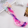 Rainbow bow hair clip with unicorn and colorful wavy hair extension for kids - Pink Rose Purple
