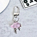 Pink translucent cloud keychain with silver raindrops on a gray concrete background - Pink Raindrop Print