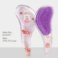 Purple cartoon bear detangling hairbrush with floating candy beads and transparent handle - Small Candy Bear T3