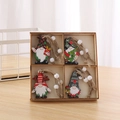Set di quattro ornamenti gnomi natalizi in legno dipinti a mano in scatola di legno - Stile 2 (12 Pezzi/Scatola)