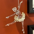 Elegant acrylic ballerina ornament with gold and silver sequins on dark red background - Height 14cm