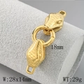 Golden 18mm double snake head connector clasp in stainless steel for DIY jewelry - Snake Head Gold (KLJ7654-Z)