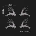 Set of 4 transparent reindeer Christmas ornaments with textured finish 8x7.5cm size - 8cm / Transparent Beaded Reindeer (4 Pack)