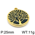 Pendentif Arbre de Vie doré avec émail noir, taille de 25 mm et poids de 11 g - Arbre d'or Style 1 (KLJ4247-Z) / 25mm