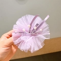 Princess hair clip featuring purple pleated mesh flower and mini pearl silver crown - 16# Purple