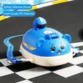 Blue bumper car children water bottle with straw, made of food-grade PC and silicone - PC Material / Blue Bumper Car (Including Stickers/Cleaning Set)