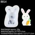 Silikonform für DIY-Kaninchenfiguren mit fertigem Hasen-Ornament, der eine Karotte hält - Transparenter Hase (B814)