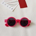 Pink round frame sunglasses with dark grey lenses and chic metal stud accents - Round Rivet Frame / Pink (11)