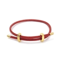Adjustable red woven cord bracelet with golden figure-eight buckle and metal end caps - Red