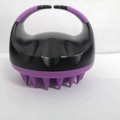Ergonomic black and purple silicone scalp massager brush for wet and dry hair washing - Black + Purple Bristles