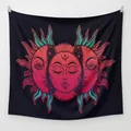 Detail of bohemian sun and moon tapestry with red and teal mandala pattern decor - ZJ2143-5/Red Blue Mystic Sun / 73X95CM/Brushed Fabric