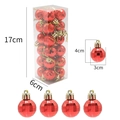 Red diamond-shaped Christmas balls with geometric texture in a set of 24 pieces - Red