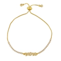 Verstelbare gouden MOM-armband met microkristallen en boxketting op witte achtergrond - Stijl B-MOM Letter