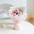 Exquisite handmade pink crochet flower bouquet with a You Are Sunshine card decoration - Rose Series