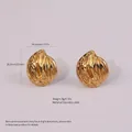 Golden textured shell-shaped stainless steel stud earrings in minimalist beach style - Cyclone Texture Style (FYD6144)