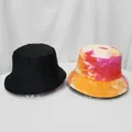 Αμφίπλευρο καπέλο bucket με σχέδιο tie-dye και μαύρο χρώμα για ηλιακή προστασία - M / Πορτοκαλί Ροζ Κίτρινο Tie-Dye(3#)