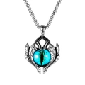 Vintage silver skull necklace with blue evil eye stone pendant on white background - Large Version / Blue