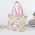 Reusable Easter non-woven gift bag featuring colorful eggs and cute bunny prints - CBD09-Horizontal