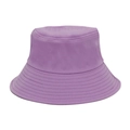 Solid purple wide brim cotton bucket hat with decorative stitching on the rim - Purple