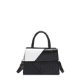 Elegante bolso de mano bicolor en blanco y negro con diseño de cocodrilo y correa de hombro - Negro