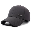 Gorra de béisbol gris oscuro en sarga con placa metálica de marca Narason - Ajustable / gris oscuro