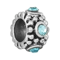 Antique silver charm bead featuring light blue crystals with grainy texture - Vintage Metal Grain Light Blue Gemstone Style (27)