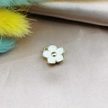 DIY daisy flower pendant in white and gold for jewelry making on purple satin - White
