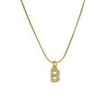 Classic 18k gold plated brass necklace featuring a micro-pave zircon letter B pendant - Letter B