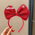 Red glitter Christmas headband with Merry Christmas bow and festive berry accents - 21# Snowflake Bow Headband (KB0543)