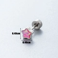 Titanium steel star stud earring with pink opal inlay and silver base, size 0.49cm - Rose Red Star (A083-3#OP42) / Single Piece
