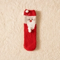 Plush Santa Claus Christmas sock in red and white with decorative soft pom-poms - One Size / Red Santa Claus