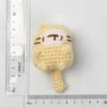 Handmade yellow crochet cat plush keychain, detailed 4.5x6cm size measurement display - Rice Yellow Knitted Flat Cat