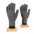 Adult winter touch screen grey wool blend knit gloves with thick fleece lining - One Size / Dark Gray