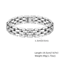 Silver stainless steel watchband link bracelet for men with 1.3cm width and 19.5cm length - Silver/Steel 19.5cm Length 1.3cm Width