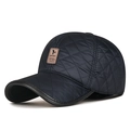 Berretto da baseball invernale trapuntato blu navy con paraorecchie per sport esterni - Regolabile / Blu navy