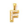 18k gold plated stainless steel letter F pendant with elegant white pearl inlay - Letter F Style (SP723G-F)