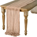 Terracotta cheesecloth table runner with soft pleated texture for wedding decor - 90*180cm / Dark Camel