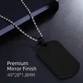 Black military style stainless steel dog tag pendant with high-end mirror finish - Premium Mirror Black (No Chain)
