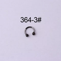 Schwarzer Hufeisenring aus Edelstahl mit Zirkonia-Steinen für Septum- oder Ohrpiercings - Schwarz Zirkon Hufeisenring (364-3#)