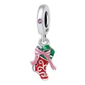Weihnachtsstrumpf-Anhänger aus S925 Silber mit Emaille und Zirkonia für Damen Armbänder - Weihnachtsstrumpf (0075)
