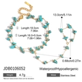 Details des Edelstahl-Handkettchens mit Türkisperlen und präzisen Maßangaben - Gold Türkis Splitter Slave Armband (JDB0106052)