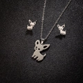 Set di gioielli in acciaio inossidabile argento con collana e orecchini a forma di chihuahua - Chihuahua Acciaio (147)
