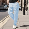 Pantaloni cargo uomo celeste con coulisse in vita e tasconi laterali a zampa - S / Azzurro