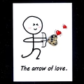 Natural dalmatian jasper heart stone on The Arrow of Love greeting card - Dalmatian Jasper