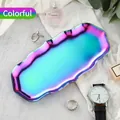 Irisierendes Schmucktablett aus Edelstahl mit gewelltem Rand für Make-up und Uhren - Welle 22*11cm / Bunt
