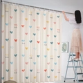 Beige semi-blackout curtain featuring colorful hearts and Smile text pattern - Heart [Hook Ring] Single Panel