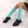 Light blue ribbed knit leg warmers for women with a vintage Japanese fashion style - One Size / Lake Blue
