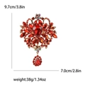 Lussuosa spilla in lega dorata con cristalli rossi e strass AB, 9,7 cm per 7,0 cm - Rosso