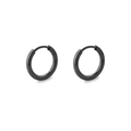 Minimalist black stainless steel hoop earrings with polished finish and curved design - 2.0*10mm / Black