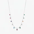 Chic collar choker de plata de ley 925 con piedras preciosas coloridas redondas y de gota - Plata de ley 925